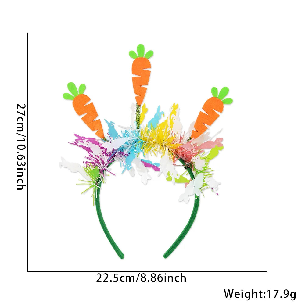 Easter Rabbit Headband with Colorful Egg Strip And Button Holiday Party Accessory Egg Chick Headdress for Easter Celebrations Lootquake LLC
