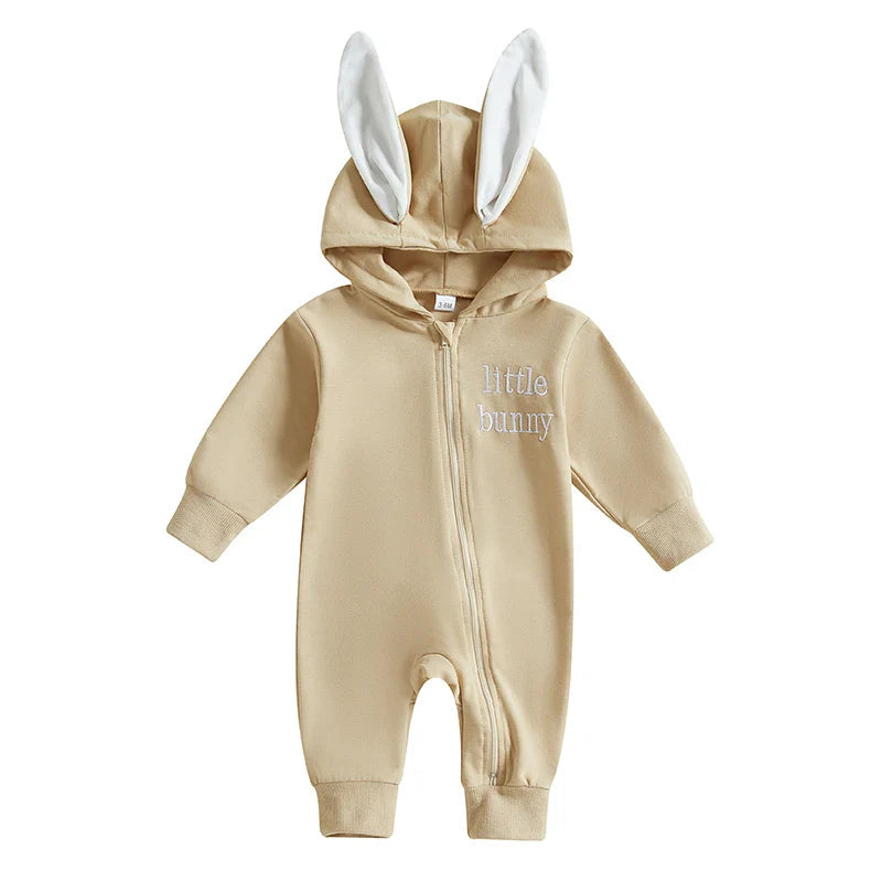 Adorable Infant Easter Romper with Hood Zipper Closure and Bunny Ears - Long Sleeve  for Spring Celebrations Lootquake LLC