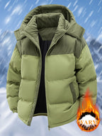 Men'S Heavy-Duty Winter Jacket - Full-Zip Hooded Coat with Zippered Pockets Non-Stretch Fabric for Cold Weather Pi-Mart