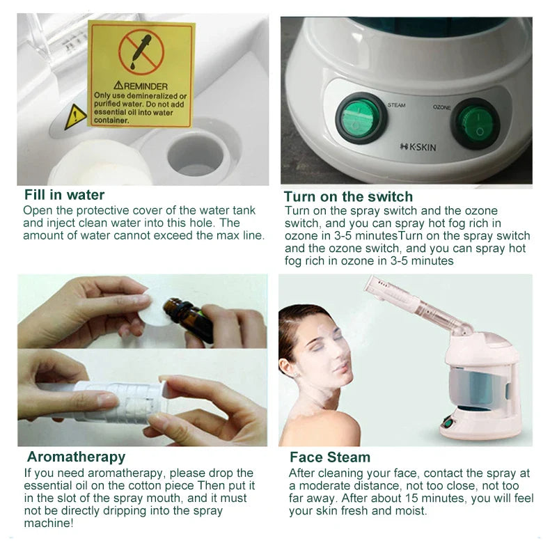 Face Hair Steamer Machine Humidifier Hot Nano Mist Sprayer Facial Ozone Vaporizer Hair Moisturizing Hydration Home Salon Steamer