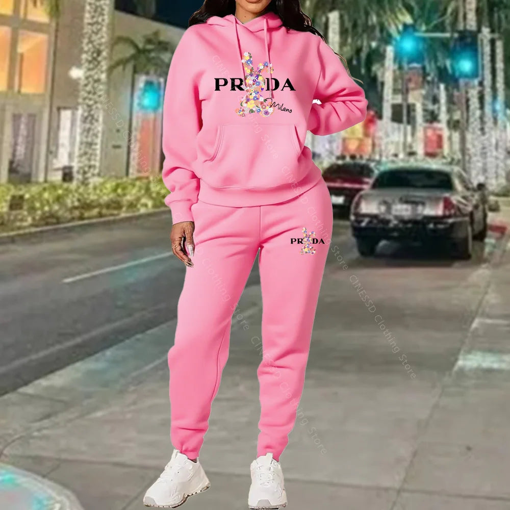 Women's Luxury Oversized Tracksuit 2-Piece Set THRIXINE
