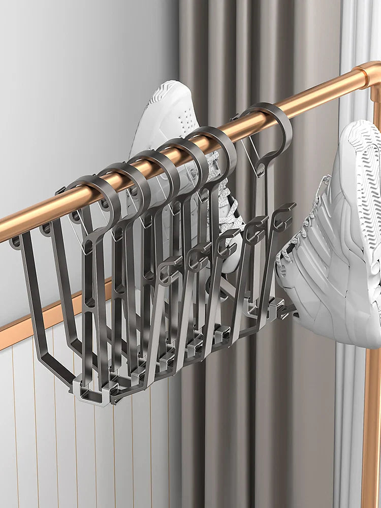 Household Shoes Drying Rack Balcony Foldable Shoe Hanger Clothing Hook Sneaker Rack Home Storage Lundary Tools Lootquake LLC