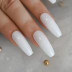 Milk White Long Ballerina Nails Glossry Shiny Pure Color Extra Long Acrylic Nail Tips gel Polish Cover 24 Lootquake LLC