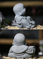 Buddha Stone Statue Little Buddhist Monks Tibetan Buddhism Figurines Zen Garden Ornament Meditation Home Aquarium Decoration Lootquake LLC