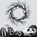 Black Halloween Wreath Artificial Branches Door Garland Wreath Halloween Decorations Scary Home Indoor Outdoor Party Decor Lootquake LLC