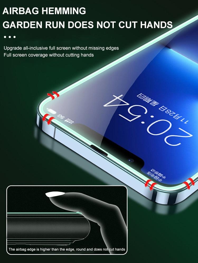 2Pcs Luminous Protective Glass For iPhone 14 13 12 11 Pro Max X XR XS Screen Protector For 7 8 6 Plus SE3 Glowing Tempered Glass  Luminous Glowing Tempered Glass Screen Protector for iPhone Stevvex