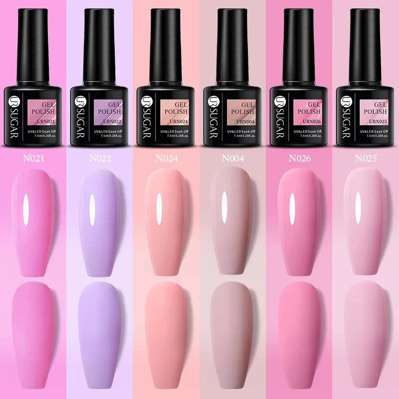 URSUGAR 7.5ml Solid Color Gel Polsih Classic Matte Glossy DIY Nail Art Trendy Reflective Glitter Nail Gel UV LED Soak Off Lootquake LLC