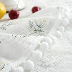 Cotton Table Cloth Round Tablecloth with Tassel Dust-Proof Floret Circular Table Cover for Kitchen Dinning Room Tabletop Decor Lootquake LLC