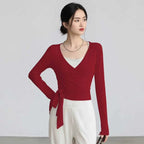 Slim-Fit Long-Sleeve Yoga Top with Straps