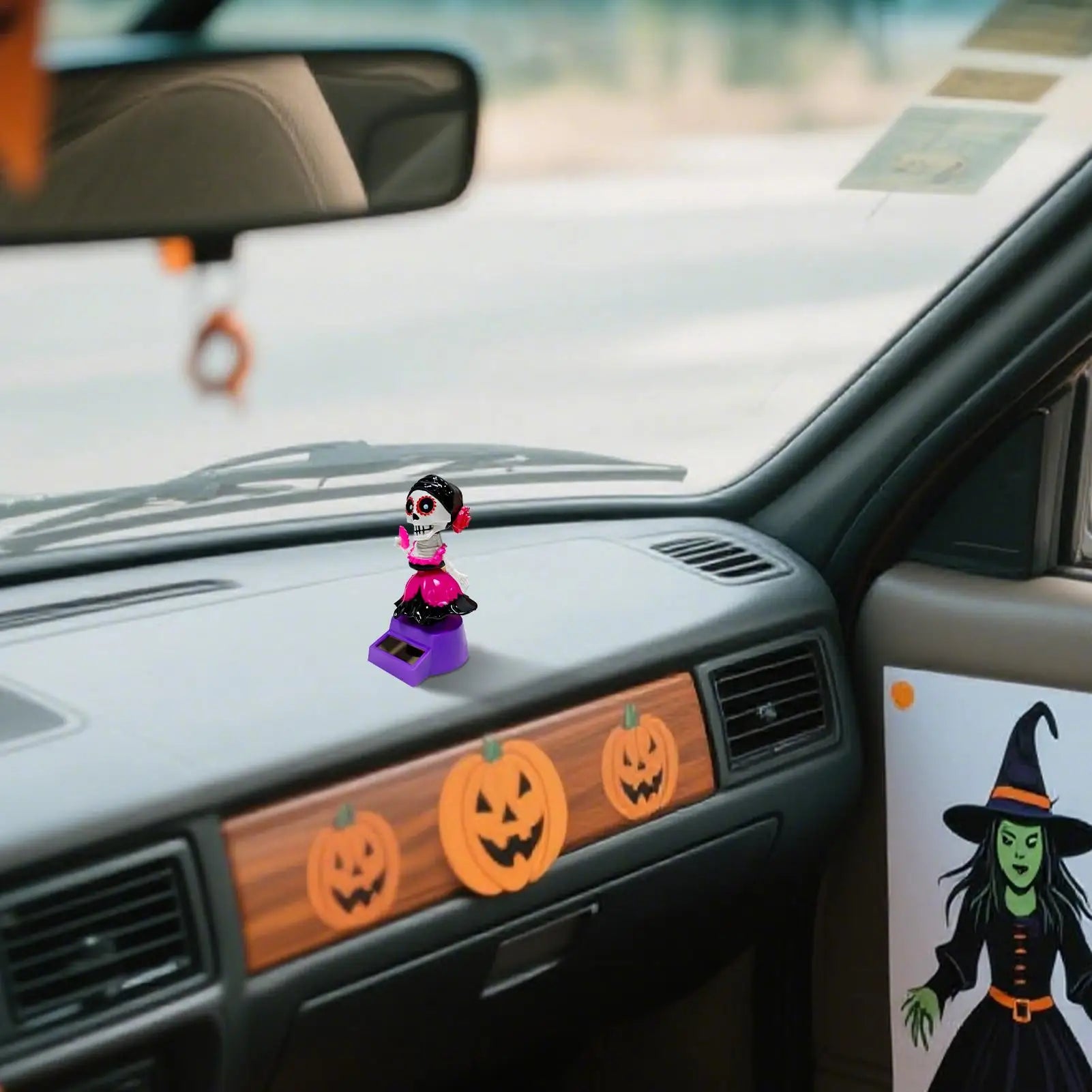 Halloween Car Decorations Car Dashboard Decorations Solar-Powered Shaking Head Ornament For Desktop Interior Home Men Women Lootquake LLC