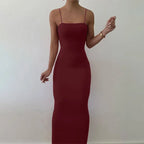 Black Backless Bodycon Maxi Dress | Gothic Spaghetti Strap Dress -femstylo