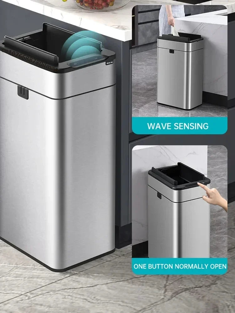 Smart Trash Can 20L 30 40 50 60 Liters Wastebasket Large Kitchen Garbage Cube Home Automatic Stainless Steel Garbage Bin Dustbin Lootquake LLC