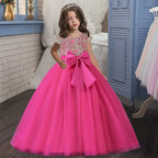 New Christmas Party Princess long dress children's dress children's gauze lace birthday party dinner ball big butterfly dress