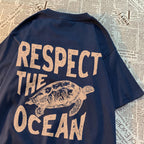 Respect The Ocean Green Turtle T Shirt Men Oversized Clothes Hip Hop Breathable Short Sleeve Harajuku Summer Cotton T-Shirt Lootquake LLC