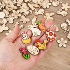 50pcs Easter Wooden Confetti Rabbit Carrot Eggs Kids Painting DIY Crafts Wood Slice 2025 Spring Easter Party Decoration For Home Lootquake LLC