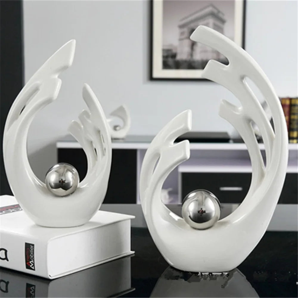 Abstract Ceramic Sculpture Golden Art Statue Modern Home Decor Accessories Living Room Desk Office Supplies Crafts Gifts