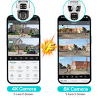 Three Lens PTZ IP Camera Outdoor 6K HD Three Screen WiFi Security Camera Auto Tracking 4K Dual Len Wirelss CCTV Camera iCsee