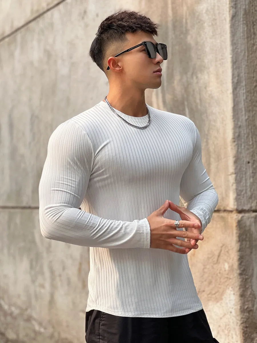 FitFlex Men's Long Sleeve Sports Tee THRIXINE