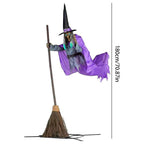 Halloween Props with Terrifying Sounds and Lights Fun Costumes Flying Scary Witch Broom Wizard Decor for Garden Yard Lawn Indoor Lootquake LLC