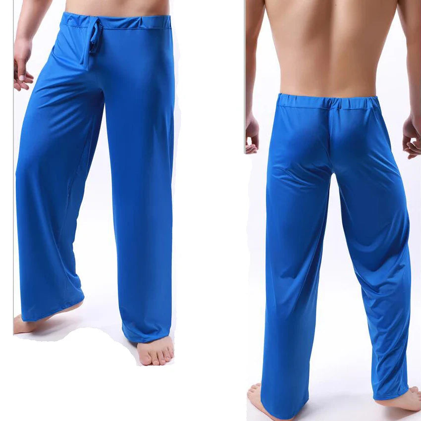 Ice Silk Men Pajama Pants Thin Long Pants Men See Through Sleeping Pants Bottoms Homewear Men Pyjamas Pajamas Home Pants