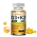 Vitamin D3 + K2 (MK-7)  Capsules - Strong Bones, Promote Brain Health, Maintain Cardiovascular Health, Enhances Immune System