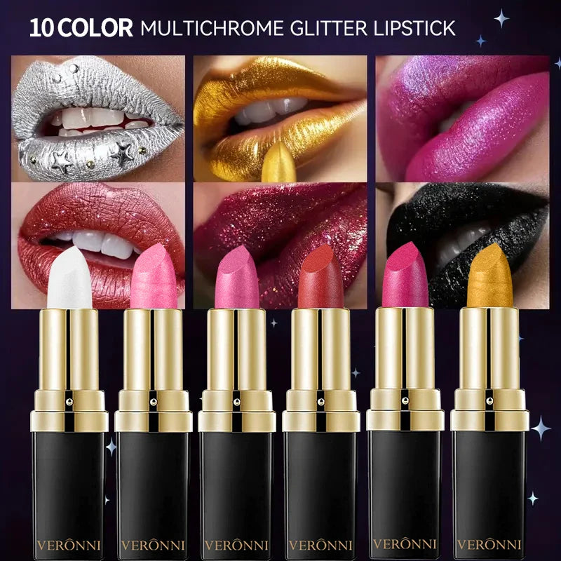 Diamond Shimmer Lipstick Lip Gloss High Pigmented Long Lasting 10 Colors Glitter Lipgloss Lips Makeup Cosmetics Sexy Make Up Lootquake LLC