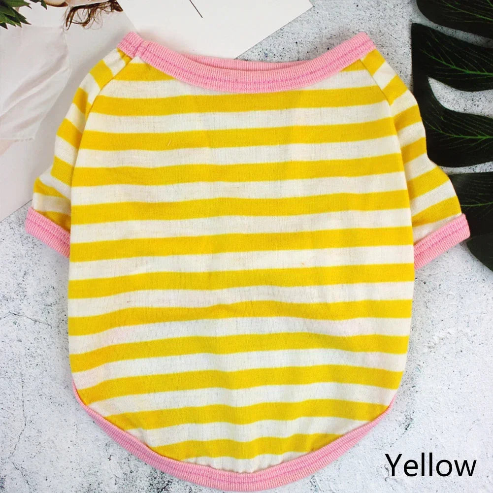 Stripe Spring Dog T-shirt Soft Small Medium Dog Puppy Clothing Shirt Vest Printed Pet Dog Puppy Vest T-shirt Dog Cloth Pi-Mart