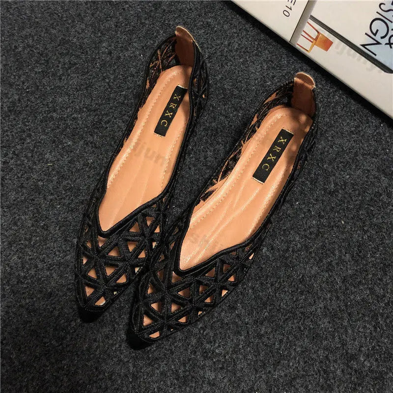 2025 Women Summer Pointed Versatile Hollow Leisure Flat Soled Shoes Comfortable Lightweight Sandals Fashion Elegant Single Shoes Lootquake LLC