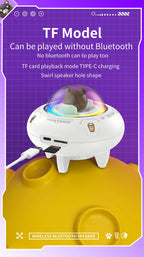 New Mini Computer Speaker Portable Bluetooth Speaker RGB LED Light UFO Spaceship Audio Wireless Speaker Best Gift Support TF