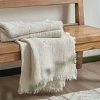 Maillard Cotton Blankets Four Layers Of Gauze Sofa Cover Blanket With Tassel AB Side Office Nap Decorative Bed Muslin Blanket Lootquake LLC