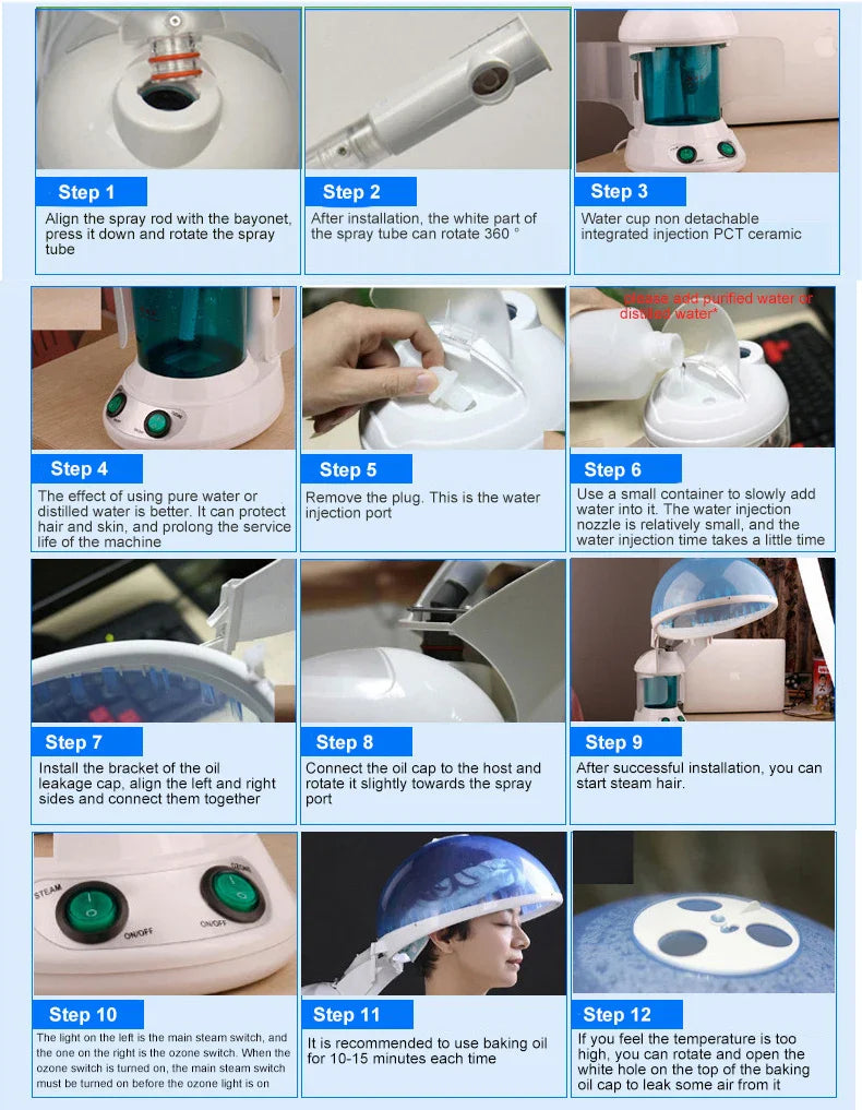 Face Hair Steamer Machine Humidifier Hot Nano Mist Sprayer Facial Ozone Vaporizer Hair Moisturizing Hydration Home Salon Steamer
