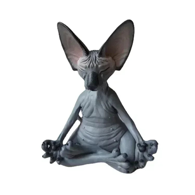 Sphinx Cat Buddha Statue - Meditation Yoga Sculpture for Garden Decor, Fantastical Art & Happy Cat Ornament Lootquake LLC