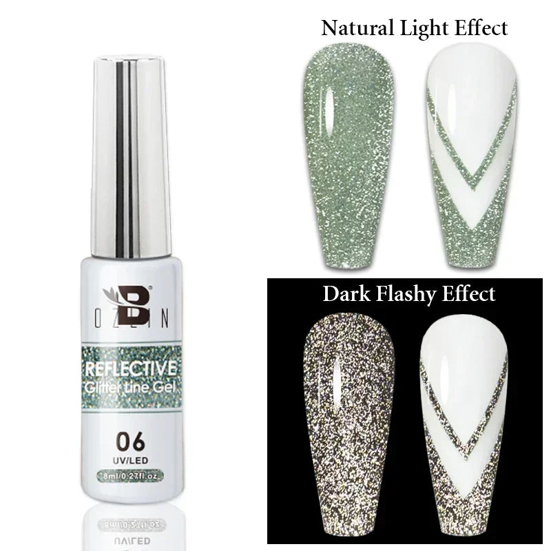 5ML Gold Silver Metallic Liner Paint Gel Polish Chrome Mirror Metal Effect Super Bright French UV LED Semi Permanent Nail Gel Lootquake LLC