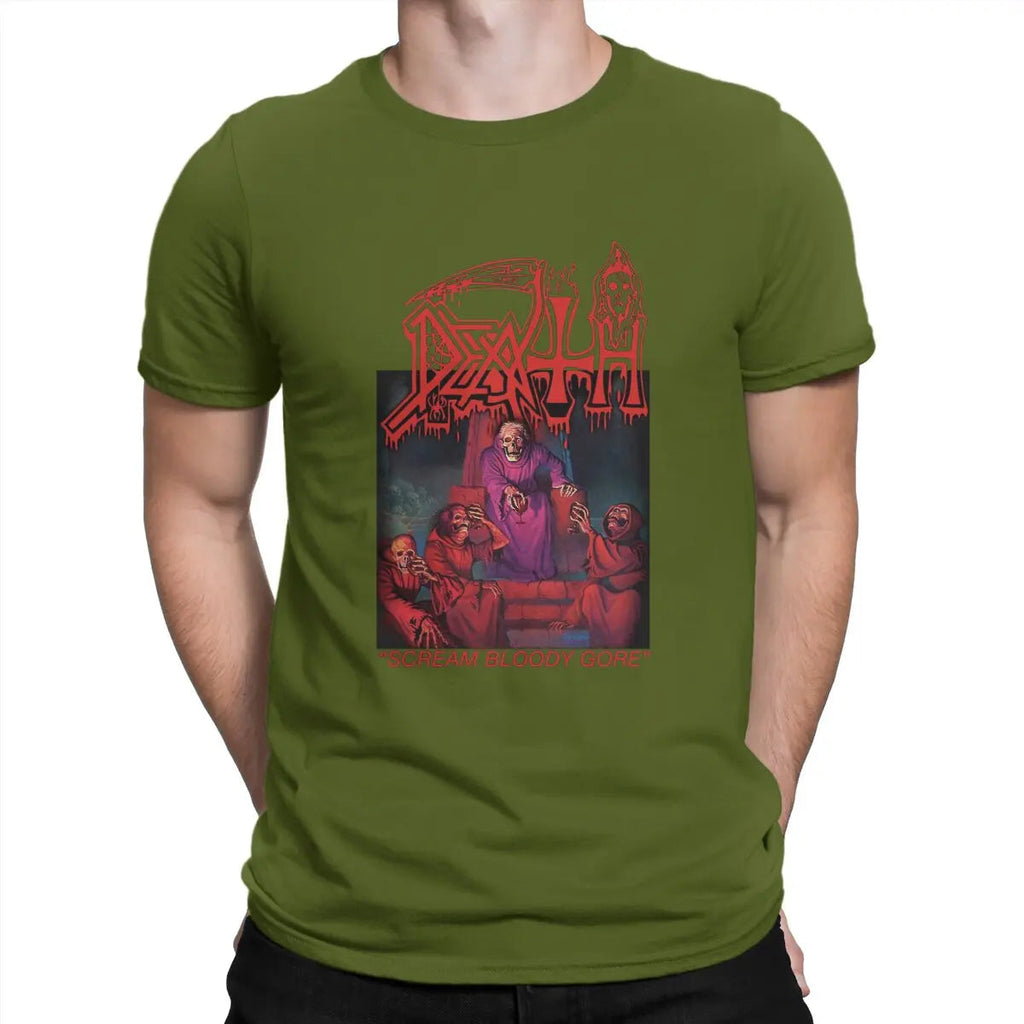 Funny Death Scream Bloody Gore T-Shirt Men Round Neck 100% Cotton T Shirts Sabbath Short Sleeve Tee Shirt Gift Tops Lootquake LLC