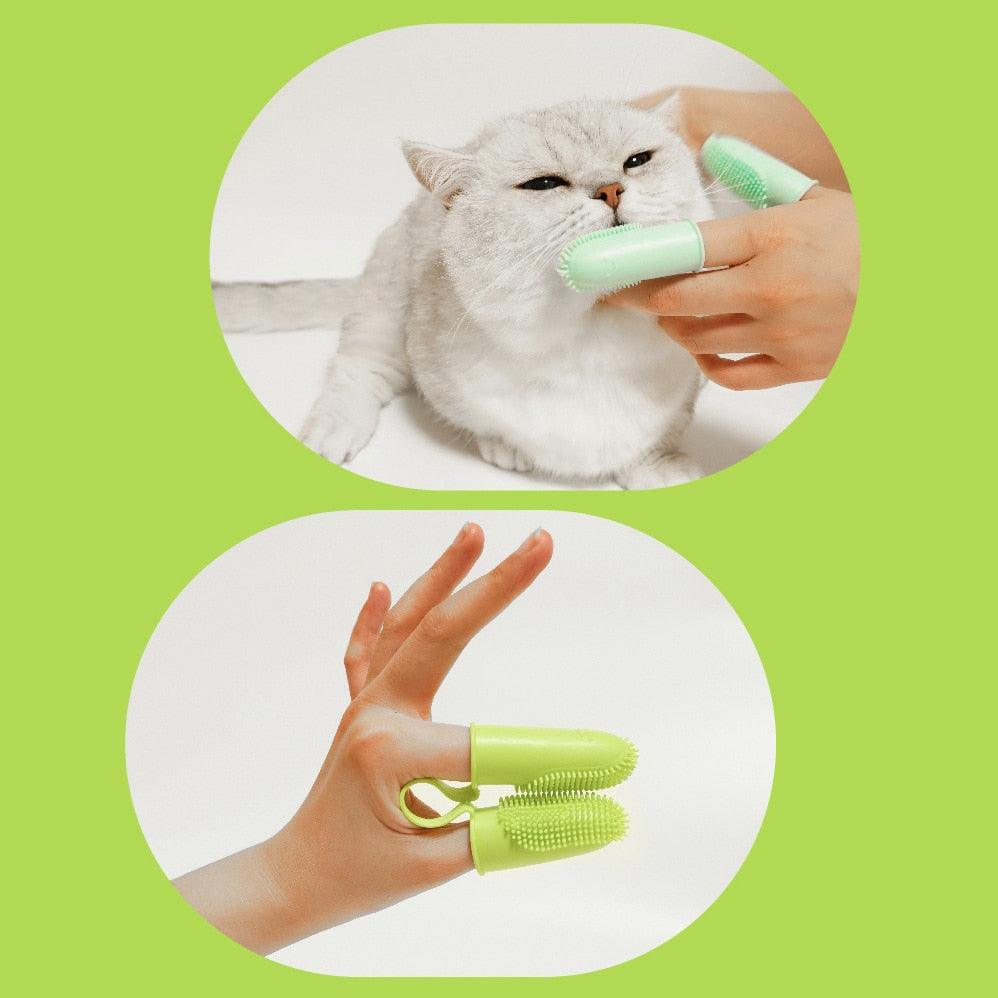 Dog Super Soft Pet Finger Toothbrush Teeth Cleaning Bad Breath Care Nontoxic Silicone Tooth Brush Tool Dog Cat Cleaning Supplies Finger Dog Toothbrush Silicone Finger Brush for Dogs Cats Teeth Cleaning Stevvex