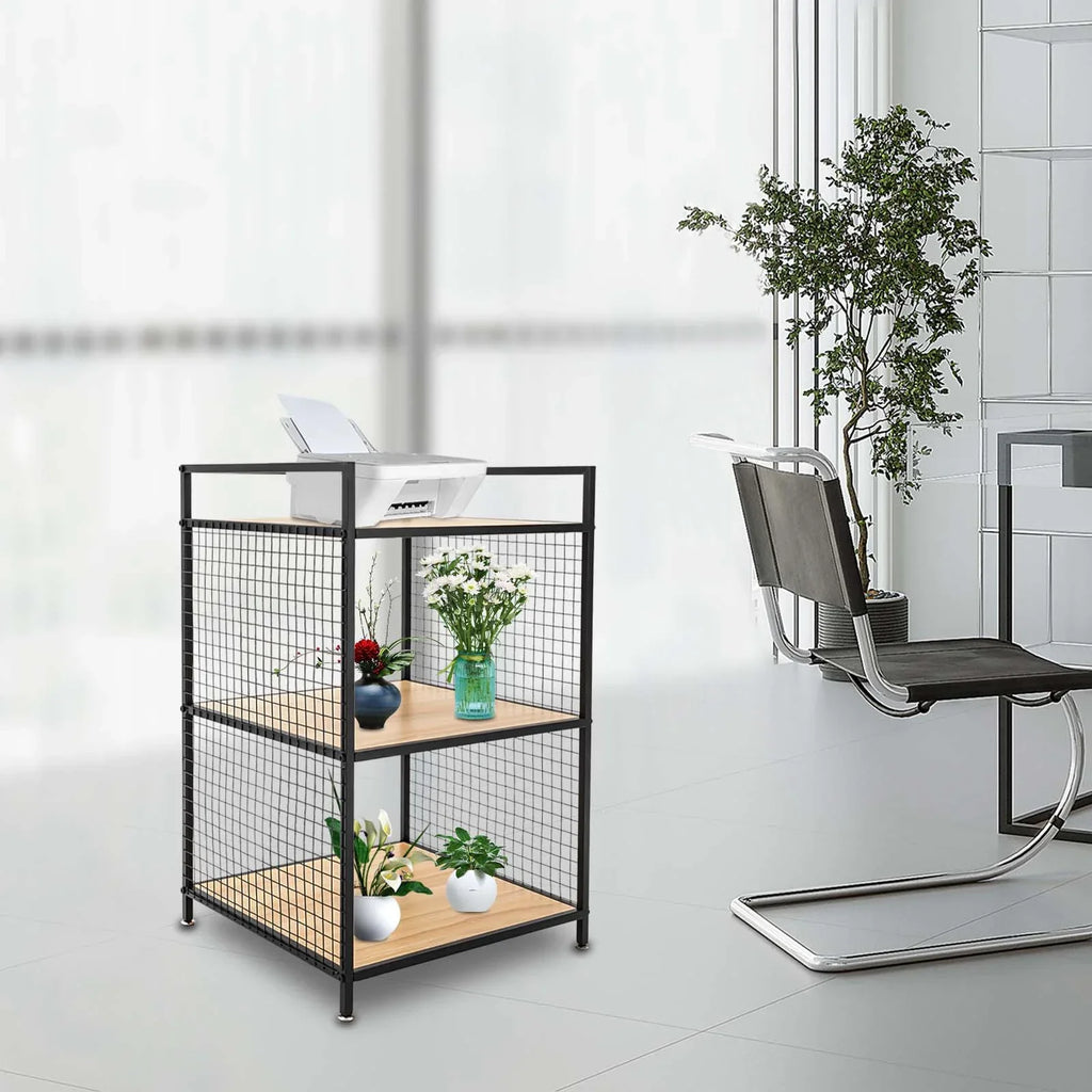 3-Tier Printer Stand Solid Wood & Iron, 44lbs Capacity, Space-Saving Design, Ideal for Office & Home Storage, Durable & Stylish Lootquake LLC