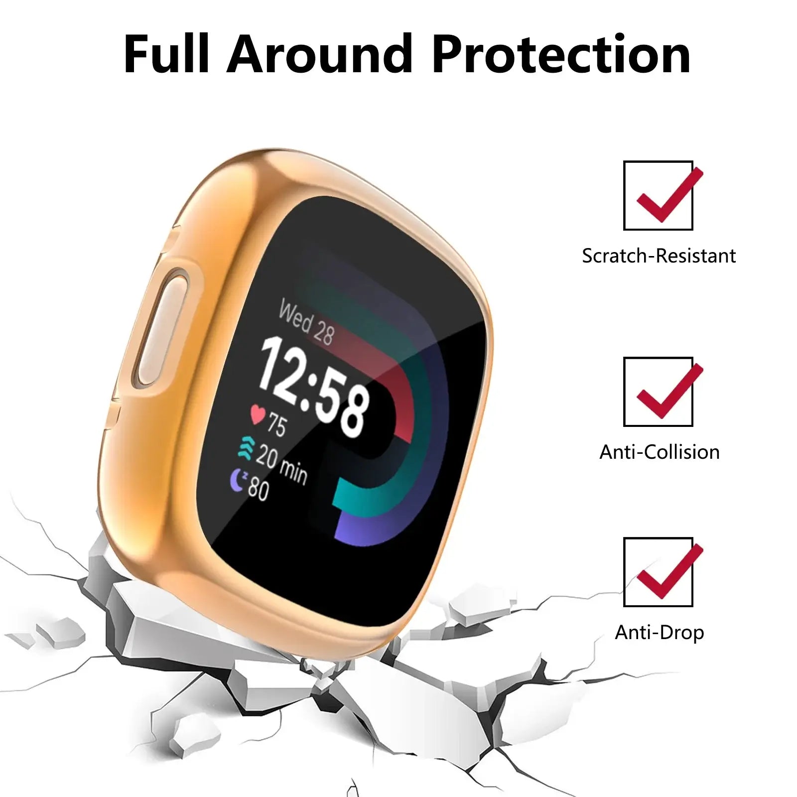Fitbit Versa & Sense Case and Screen Protector - SJB-DIAMOND ELITES
