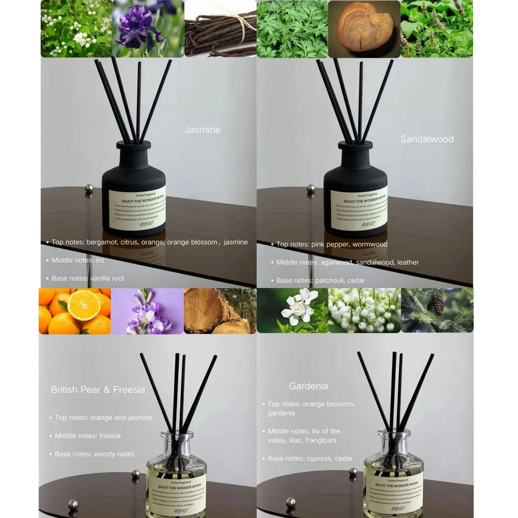 50ml Aromatherapy Essential Oil Flameless Freesia Jasmine Fragrance Oil with Reed Diffuser Stick Home Room Air Freshener Decor Lootquake LLC