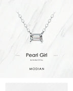 Modian Genuine 925 Sterling Silver Fashion Charm AAA Zirconia Pendant Necklace For Women Silver Female Necklaces Fine Jewelry