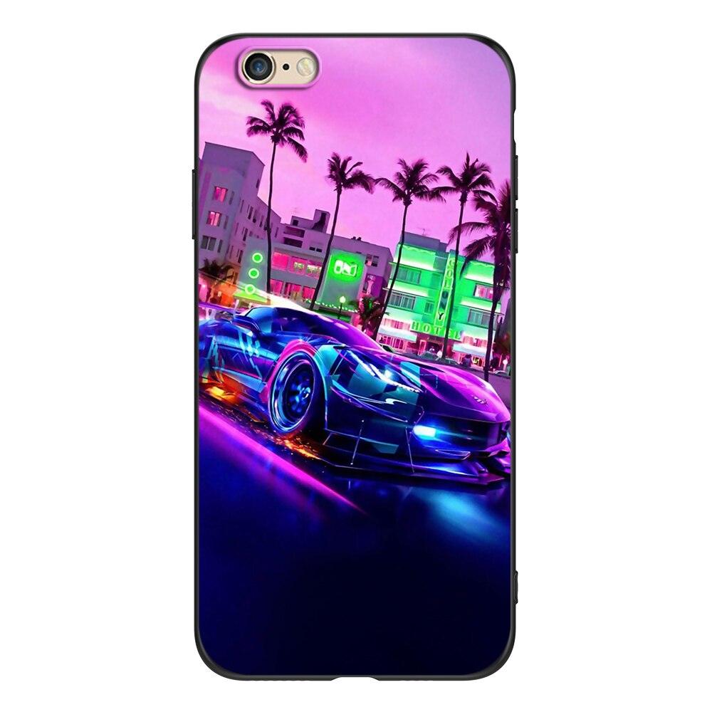 Cute Cover Soft Silicone Print Cars Print Phone Case For Iphone 5s 5 S Se 2016 4.0" Case Phone Cover On  Iphone 6s 6 S Plus Funda Bumper Black Case Sport Race Car Stevvex