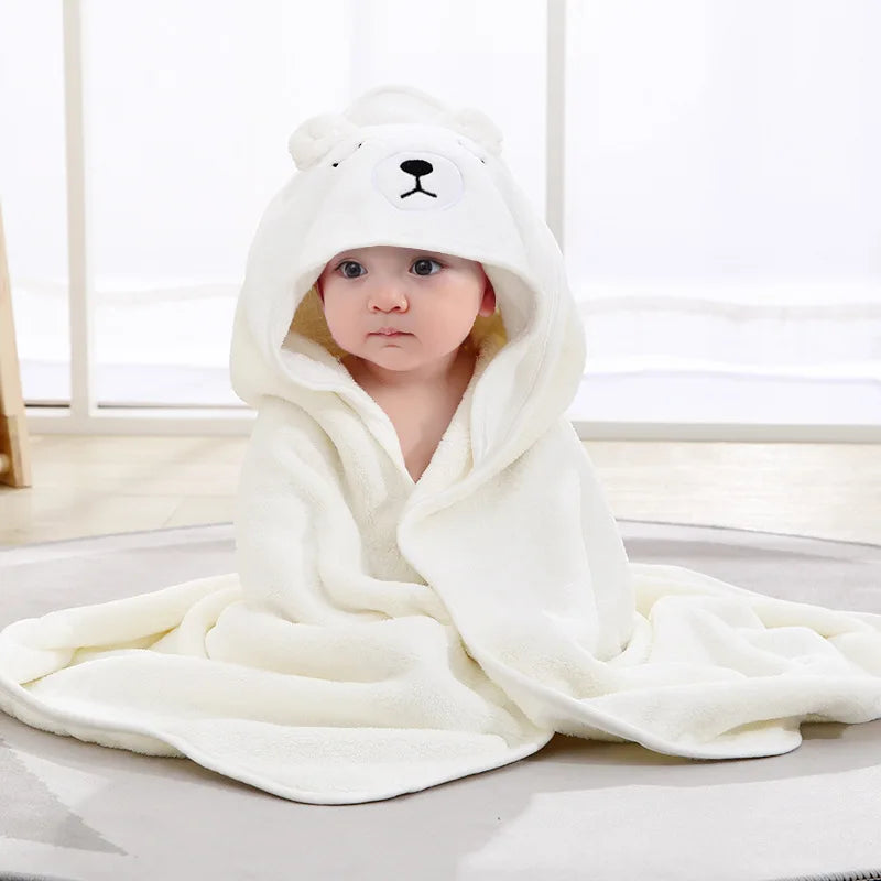 Toddler Bathrobe Infant Bath Towel Boy Girl Blankets Swaddle With Hood Cartoon Coral Fleece Towel Blanket Newborn Kids Bedding Lootquake LLC