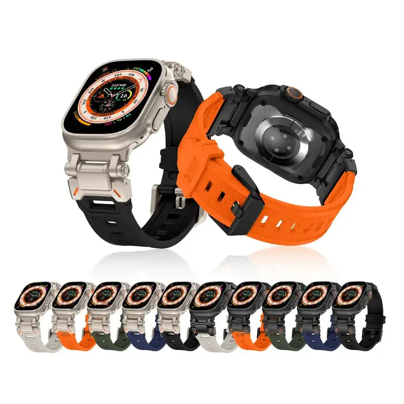 Apple Watch Silicone Metal Band - Premium Durable Strap - SJB-DIAMOND ELITES