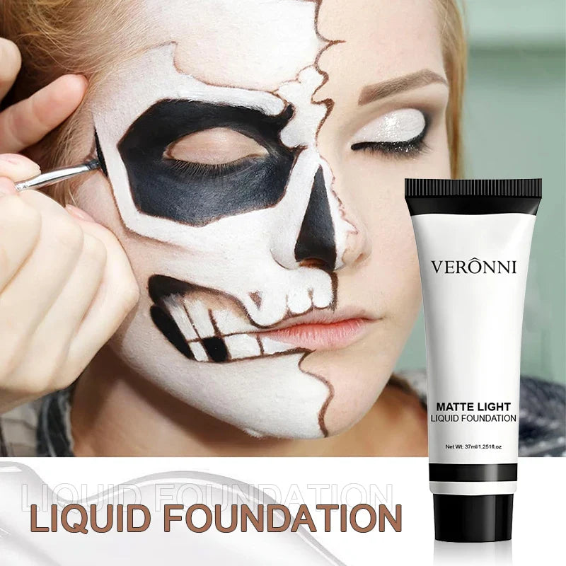 White Liquid Foundation - Full Coverage, Oil Control & Long Lasting, for Stage Makeup, Halloween, Cosplay Makeup (37ml) Lootquake LLC