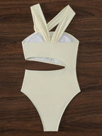 3D Floral Cutout Asymmetrical One-Piece Swimsuit