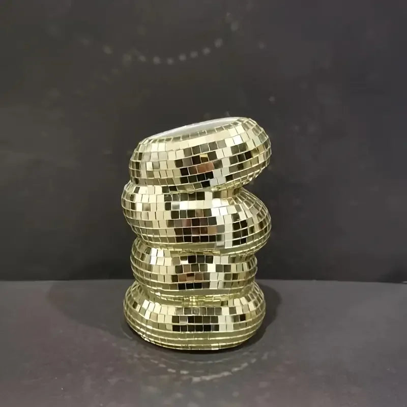 Small Sliver Disco Ball Vase Flower Planter Pot Table Decor Sculpture Table Centerpiece Home Decor Unique Housewarming Gift Pi-Mart