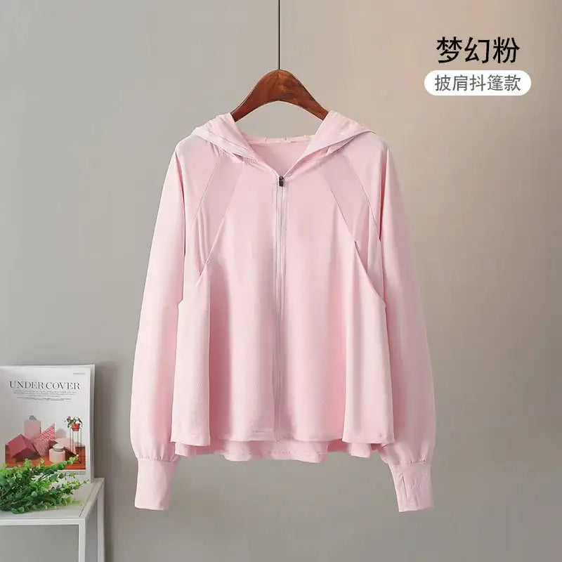 Ice Silk Sun UPF 50+ UV Protection Jacket Big Brim Thin Ice Silk Sun Protection Jackets UV Protection Hooded Windbreaker 4XL 5XL