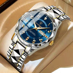 POEDAGAR Luxury Business Men's Wristwatch Stainless Steel Date Week Man Watch Waterproof Luminous Fashion Quartz Watches For Men