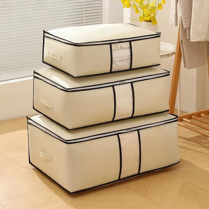 Foldable Storage Bag Non-Woven Clothing Organizer Wardrobe Closet Clothes Organizer Pillow Quilt Blanket Home Storage Bags Lootquake LLC