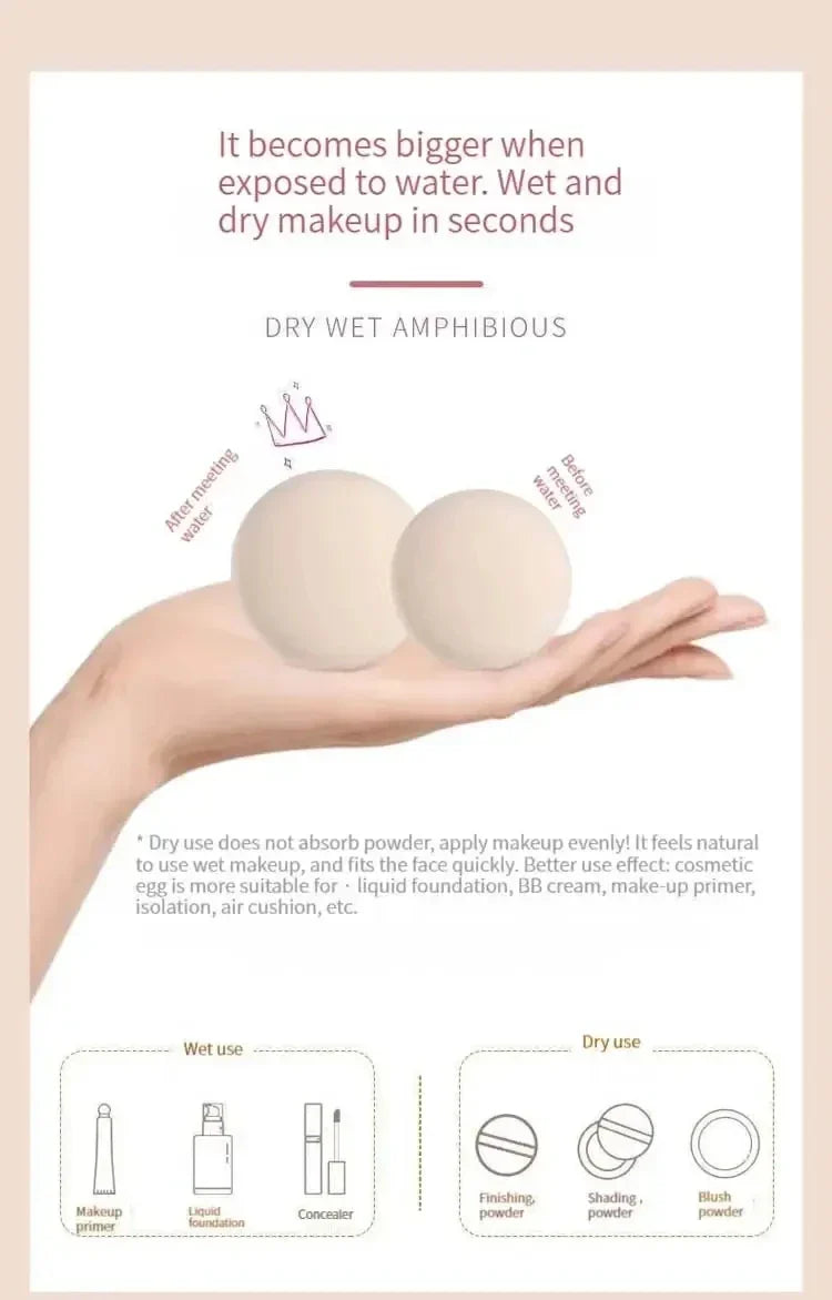 Dry Wet Usable Makeup Cosmetic Puff Sponge Cushion Puff for Foundation Powder Soft and Cute Lootquake LLC