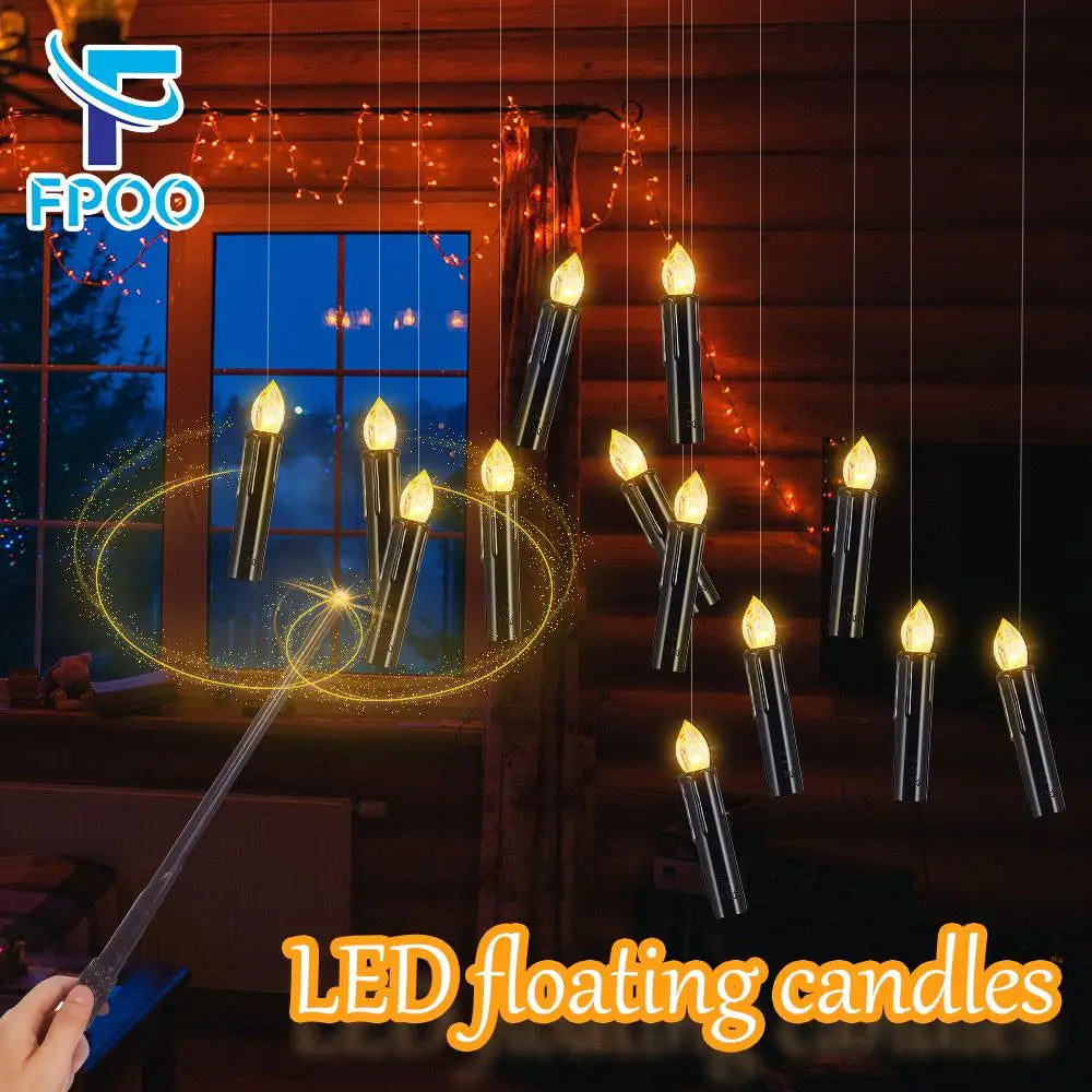 LED Floating Candle for Home Decoration, Flickering Flame, Timing Remote, Battery Operated, Halloween, Christmas,Black Candle Lootquake LLC
